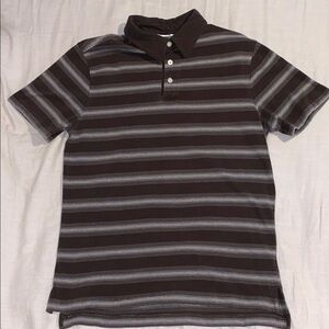 Structure Brown and Gray Striped Polo Shirt
